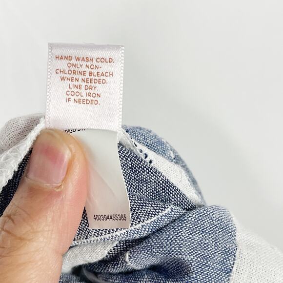 LC Lauren Conrad XSmall Linen Cotton Striped Wide Leg Cropped Pants Blue White - Picture 10 of 10